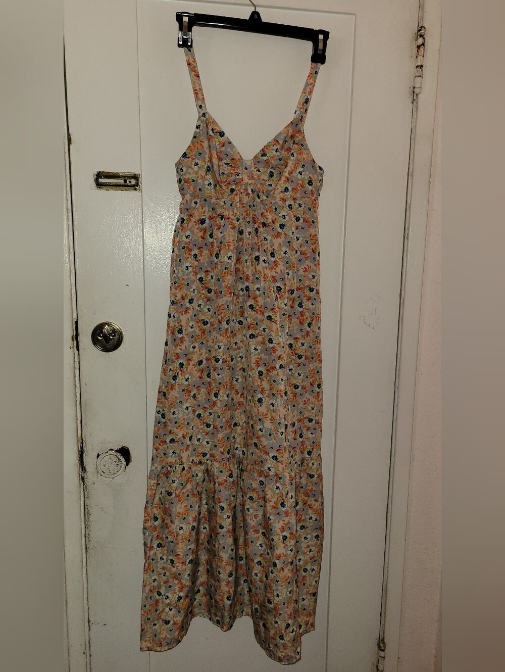Johnny Martin Floral Maxi Dress in Cream with Orange and Blue